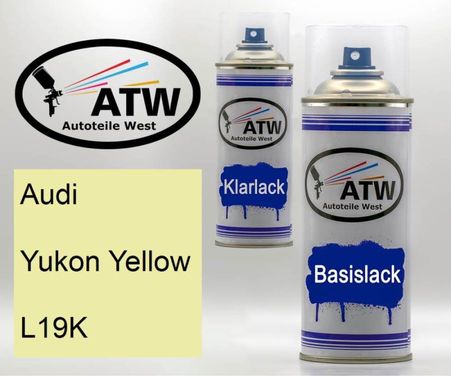 Audi, Yukon Yellow, L19K: 400ml Sprühdose + 400ml Klarlack - Set, von ATW Autoteile West.